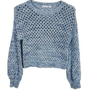 Roller Rabbit Cropped Sweater Womens Small Blue Cotton Boho Beach Coastal Resort